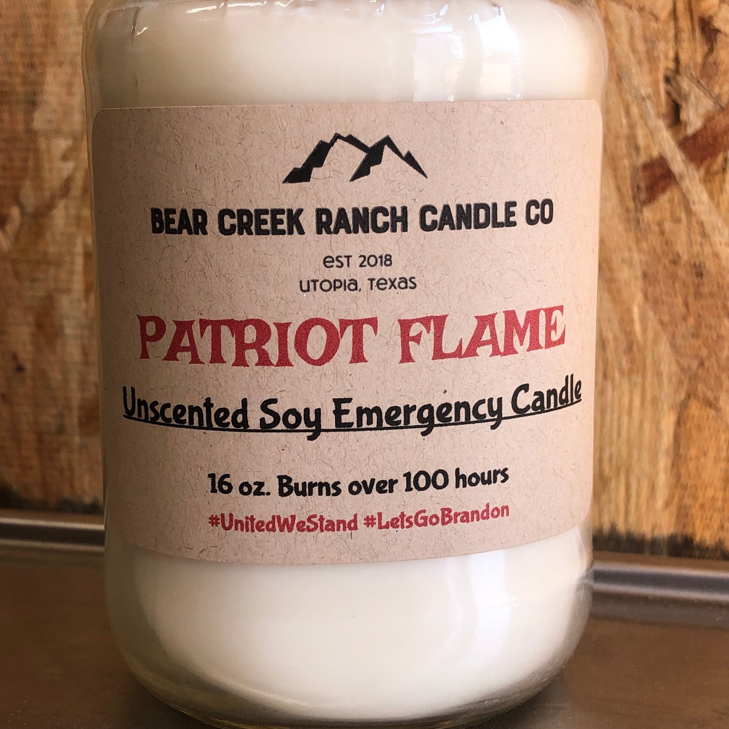{Patriot Flame} EMERGENCY Candle / Unscented / 100% SOY